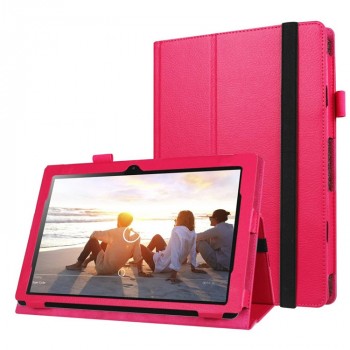 Чехол книжка подставка с рамочной защитой экрана, крепежом для стилуса и поддержкой кисти для Lenovo IdeaPad MIIX 310  Пурпурный