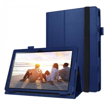 Чехол книжка подставка с рамочной защитой экрана, крепежом для стилуса и поддержкой кисти для Lenovo IdeaPad MIIX 310  Синий