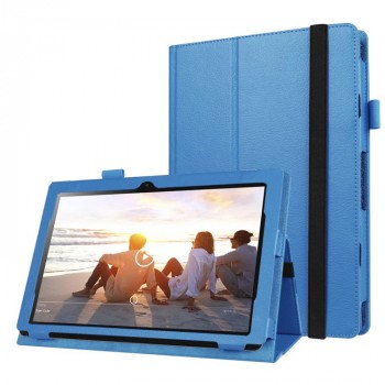 Чехол книжка подставка с рамочной защитой экрана, крепежом для стилуса и поддержкой кисти для Lenovo IdeaPad MIIX 310  Голубой