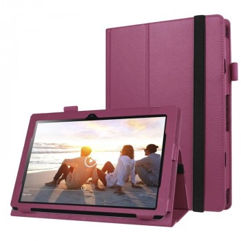 Чехол книжка подставка с рамочной защитой экрана, крепежом для стилуса и поддержкой кисти для Lenovo IdeaPad MIIX 310  Фиолетовый