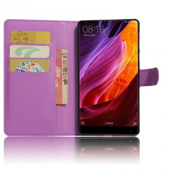 Чехол портмоне подставка на силиконовой основе с отсеком для карт на магнитной защелке для Xiaomi Mi Mix Фиолетовый