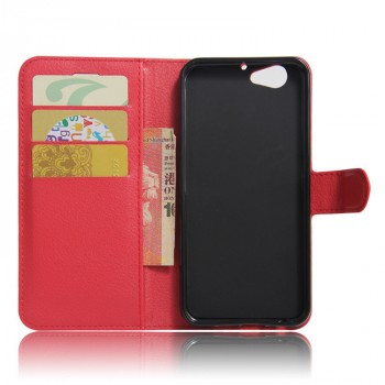Чехол портмоне подставка для HTC One A9S с магнитной защелкой и отделениями для карт Красный