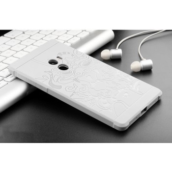 Силиконовый матовый непрозрачный чехол с текстурным покрытием Дракон для Xiaomi Mi Mix Белый