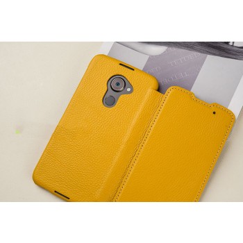Кожаный чехол горизонтальная книжка (премиум нат. кожа) для Blackberry DTEK60  Желтый