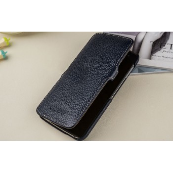 Кожаный чехол горизонтальная книжка (премиум нат. кожа) с крепежной застежкой для Blackberry DTEK60 Синий