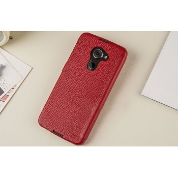 Кожаный чехол горизонтальная книжка (премиум нат. кожа) с крепежной застежкой для Blackberry DTEK60 Красный
