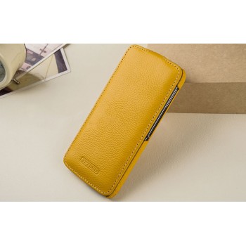 Кожаный чехол вертикальная книжка (премиум нат. кожа) для Blackberry DTEK60  Желтый