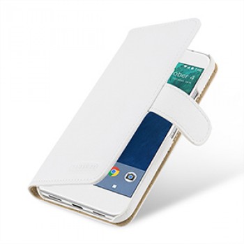 Кожаный чехол портмоне (премиум нат. кожа) с крепежной застежкой для Google Pixel XL  Белый