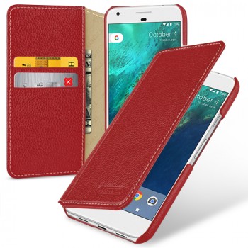 Кожаный чехол портмоне (премиум нат. кожа) для Google Pixel XL  Красный