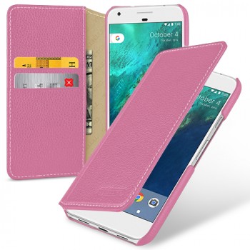 Кожаный чехол портмоне (премиум нат. кожа) для Google Pixel XL  Розовый