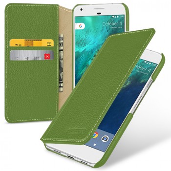 Кожаный чехол портмоне (премиум нат. кожа) для Google Pixel XL  Зеленый