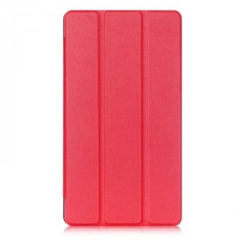Сегментарный чехол книжка подставка на непрозрачной поликарбонатной основе для Lenovo Tab 3 7 Plus Красный