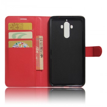 Чехол портмоне подставка для Huawei Mate 9 с магнитной защелкой и отделениями для карт Красный