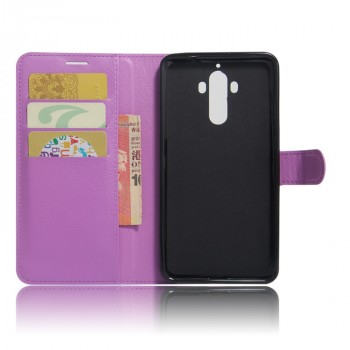 Чехол портмоне подставка для Huawei Mate 9 с магнитной защелкой и отделениями для карт Фиолетовый