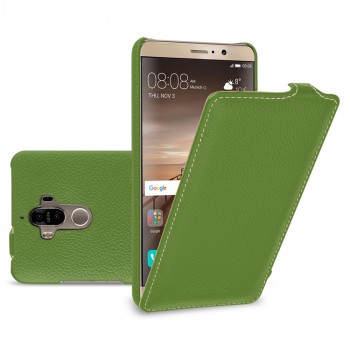 Кожаный чехол вертикальная книжка (премиум нат. кожа) для Huawei Mate 9  Зеленый