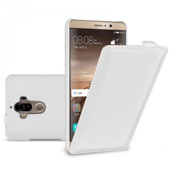 Кожаный чехол вертикальная книжка (премиум нат. кожа) для Huawei Mate 9  Белый