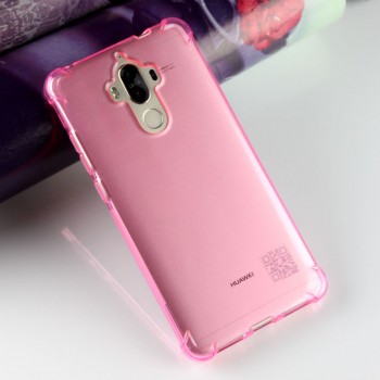 Силиконовый матовый полупрозрачный чехол с усиленными углами для Huawei Mate 9  Розовый