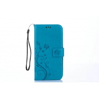 Чехол портмоне подставка текстура Цветы на силиконовой основе с отсеком для карт на магнитной защелке для Huawei Mate 9  Синий