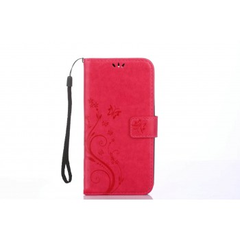 Чехол портмоне подставка текстура Цветы на силиконовой основе с отсеком для карт на магнитной защелке для Huawei Mate 9  Красный