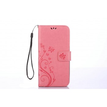 Чехол портмоне подставка текстура Цветы на силиконовой основе с отсеком для карт на магнитной защелке для Huawei Mate 9  Розовый