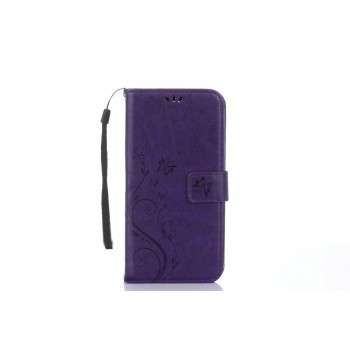 Чехол портмоне подставка текстура Цветы на силиконовой основе с отсеком для карт на магнитной защелке для Huawei Mate 9  Фиолетовый