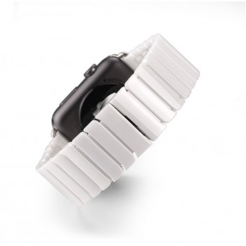 Керамический браслет с металлической пряжкой и металлическим коннектором для Apple Watch 38mm Белый