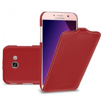 Кожаный чехол вертикальная книжка (премиум нат. кожа) для Samsung Galaxy A5 (2017) Красный