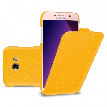 Кожаный чехол вертикальная книжка (премиум нат. кожа) для Samsung Galaxy A5 (2017) Желтый