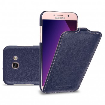 Кожаный чехол вертикальная книжка (премиум нат. кожа) для Samsung Galaxy A5 (2017) Синий