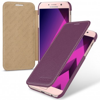 Кожаный чехол горизонтальная книжка (премиум нат. кожа) для Samsung Galaxy A5 (2017)  Фиолетовый