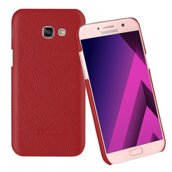 Кожаный чехол накладка (премиум нат. кожа) для Samsung Galaxy A5 (2017) Красный