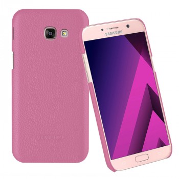 Кожаный чехол накладка (премиум нат. кожа) для Samsung Galaxy A5 (2017) Розовый