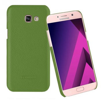 Кожаный чехол накладка (премиум нат. кожа) для Samsung Galaxy A5 (2017) Зеленый