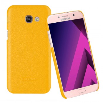 Кожаный чехол накладка (премиум нат. кожа) для Samsung Galaxy A5 (2017) Желтый