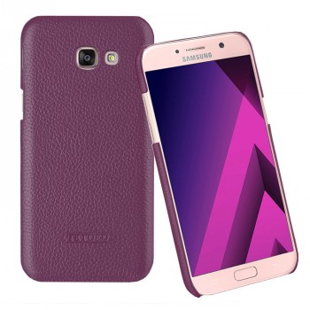 Кожаный чехол накладка (премиум нат. кожа) для Samsung Galaxy A5 (2017) Фиолетовый