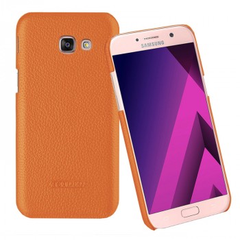 Кожаный чехол накладка (премиум нат. кожа) для Samsung Galaxy A5 (2017) Оранжевый