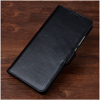 Кожаный чехол портмоне подставка (премиум нат. кожа) с крепежной застежкой для ASUS ZenFone Go 4.5 ZB452KG  Черный
