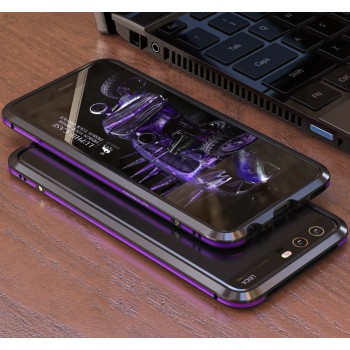 Металлический округлый бампер сборного типа на винтах для Huawei P10  Фиолетовый