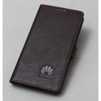 Кожаный чехол горизонтальная книжка подставка с крепежной застежкой для Huawei P10  Коричневый