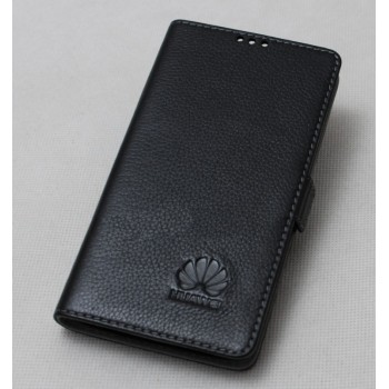 Кожаный чехол горизонтальная книжка подставка с крепежной застежкой для Huawei P10  Черный