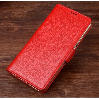 Кожаный чехол портмоне подставка (премиум нат. кожа) с крепежной застежкой для Lenovo Phab 2 Pro Красный
