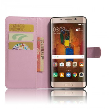 Чехол портмоне подставка для Huawei Mate 9 Pro с магнитной защелкой и отделениями для карт Розовый