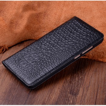 Кожаный чехол горизонтальная книжка (премиум нат. кожа крокодила) для Huawei Mate 9 Pro Черный