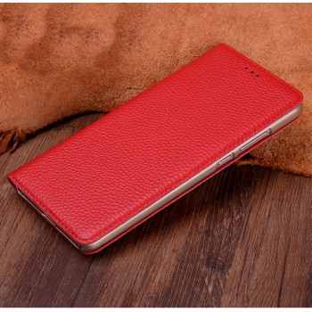Кожаный чехол горизонтальная книжка (премиум нат. кожа) для Huawei Mate 9 Pro Красный