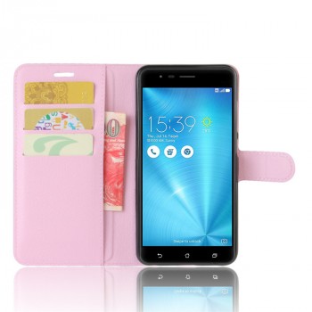 Чехол портмоне подставка на силиконовой основе с отсеком для карт на магнитной защелке для Asus ZenFone 3 Zoom Розовый