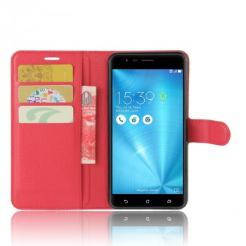 Чехол портмоне подставка на силиконовой основе с отсеком для карт на магнитной защелке для Asus ZenFone 3 Zoom Красный