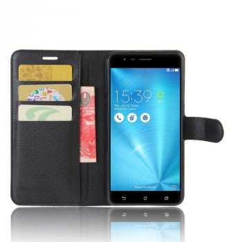 Чехол портмоне подставка на силиконовой основе с отсеком для карт на магнитной защелке для Asus ZenFone 3 Zoom Черный