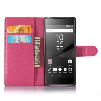 Чехол портмоне подставка для Sony Xperia XA1 с магнитной защелкой и отделениями для карт Пурпурный