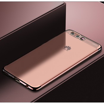 Силиконовый глянцевый полупрозрачный чехол для Huawei P10  Розовый