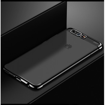 Силиконовый глянцевый полупрозрачный чехол для Huawei P10  Черный